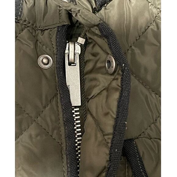 Zara man Utility GorpCore Jacket Small Green Quilted Faux Suede Elbow Patches - Picture 7 of 10